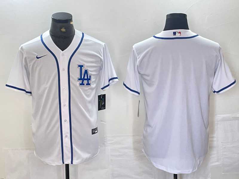 Men%27s Los Angeles Dodgers Blank White Cool Base Stitched Baseball Jersey